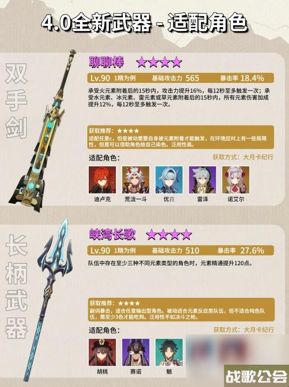 《原神》4.0新增武器效果及获取方法分享