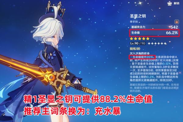 原神芙宁娜怎么选择武器和圣遗物 充能生命数值推荐