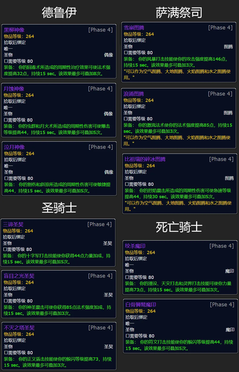 魔兽世界WLK怀旧服寒冰纹章兑换装备一览